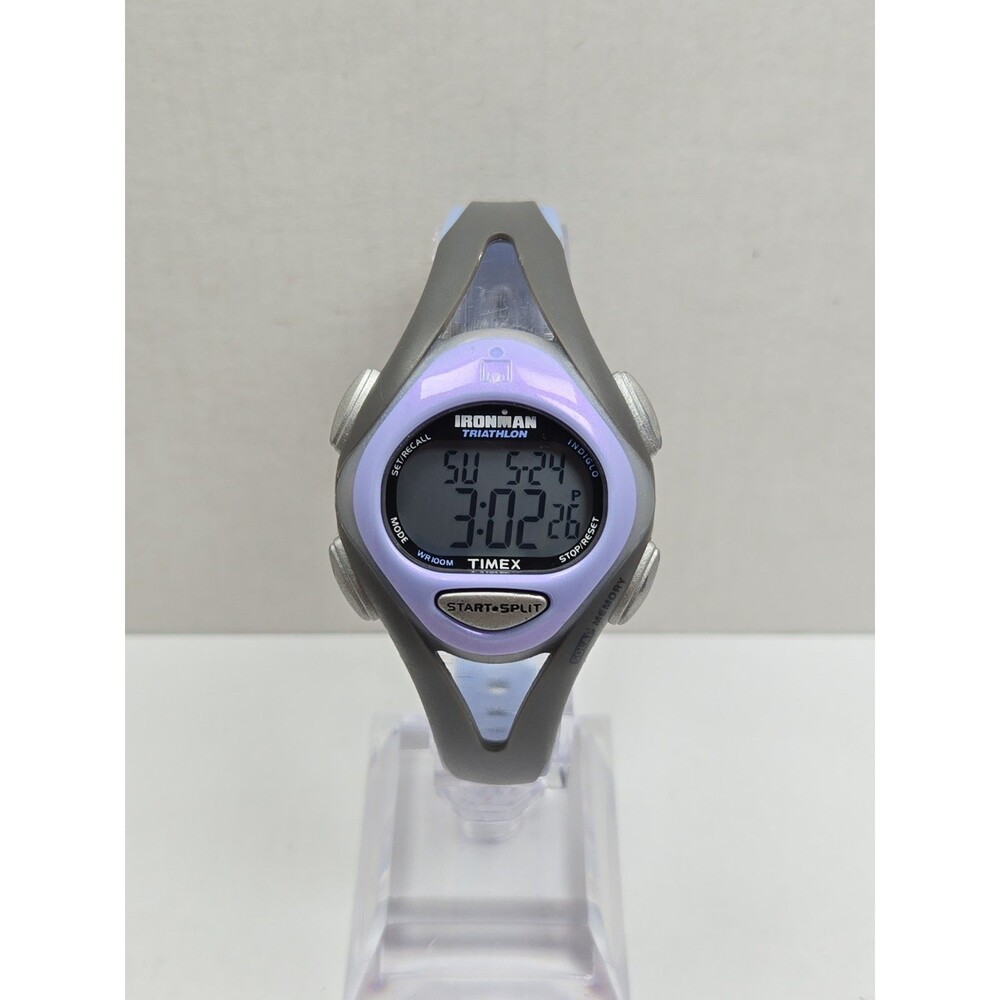 Timex Ironman Triathlon 50 Laps Womens Purple Digi 100M Sport Watch New Battery